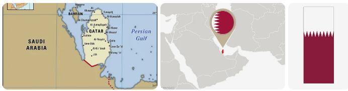 Qatar Flag and Map